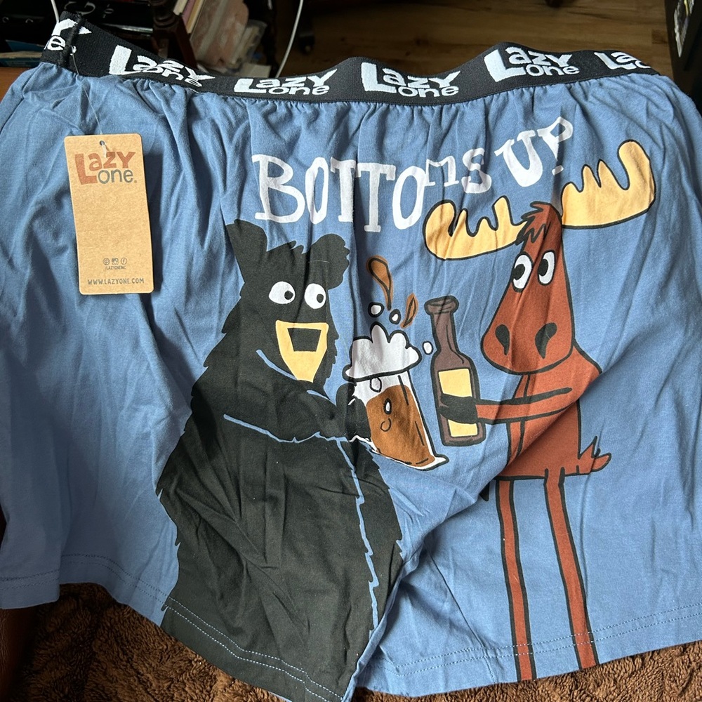 Lazy One Blue Boxers with Bear and Moose Print